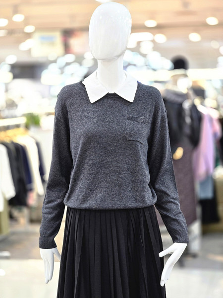 [행복한백화점][꼼빠니아]카라 탈부착 니트 블라우스 CAFW9WSL010