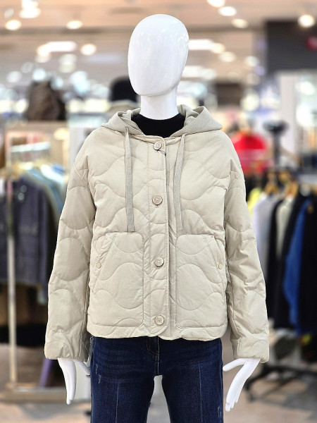 [행복한백화점][꼼빠니아]웨이브 퀼팅 후드 숏패딩 점퍼 CZFW0WIH520