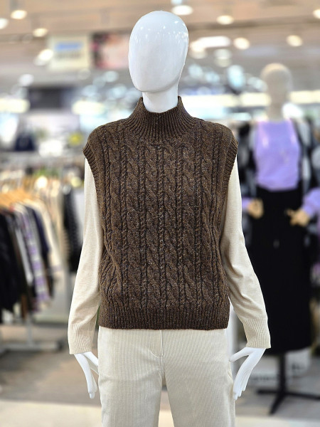 [행복한백화점][꼼빠니아]하이넥 케이블 니트 베스트 조끼 CAFW1WSV800