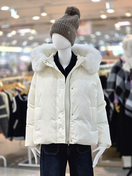 [행복한백화점][꼼빠니아]꼼빠니아 퍼 후드 덕다운 숏패딩 CAFW1WIH140