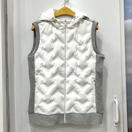 [행복한백화점][루이까스텔]구스다운 후드 니트 조끼 화이트 여성 7LDVT033