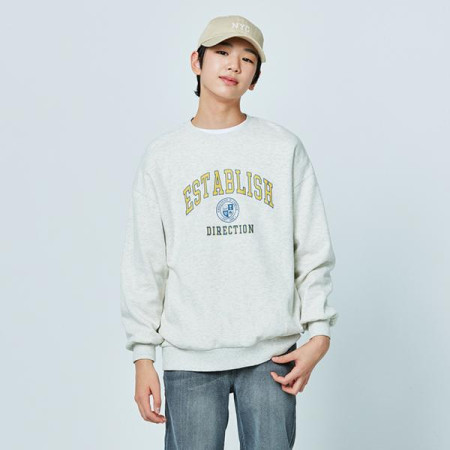 [행복한백화점][소이]오트밀칼라레터링맨투맨티 25S1404