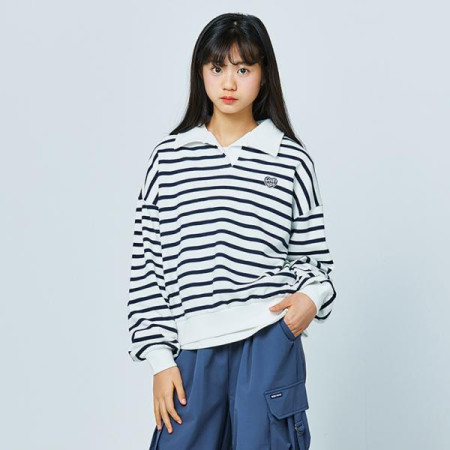 [행복한백화점][소이]네이비스트라이프카라맨투맨티 25S1458