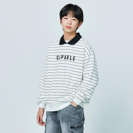 [행복한백화점][소이]스트라이프요꼬카라맨투맨티 25S1408