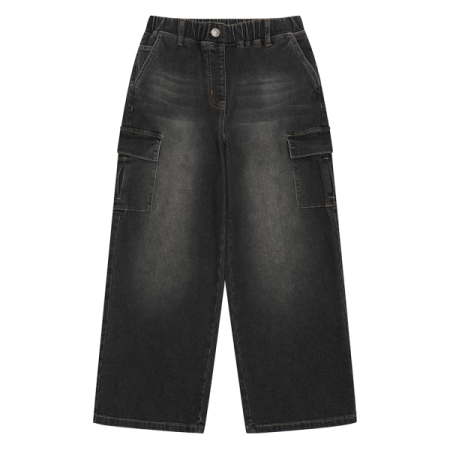 [행복한백화점][소이]와이드카고블랙진 25F1258