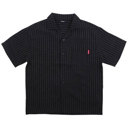 유니 블랙 핀 스트라이프 셔츠