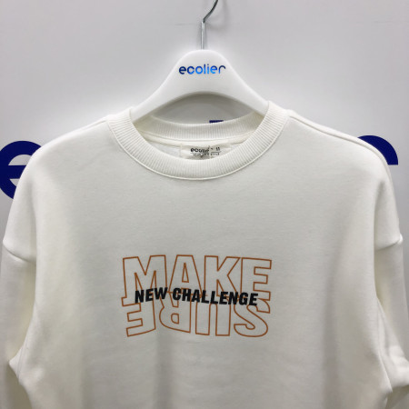 라인 로고 밍크 맨투맨티(화이트) 19D1418