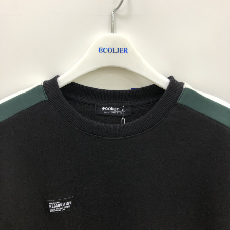 투배색 트랙 라인 맨투맨티(블랙) 19D0404