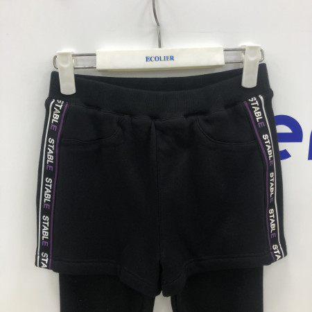 로고 트랙 반바지 밍크 레깅스(블랙) 19D1252