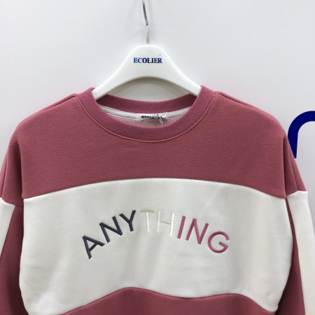 애니씽 밍크 배색 맨투맨(핑크) 17D1454