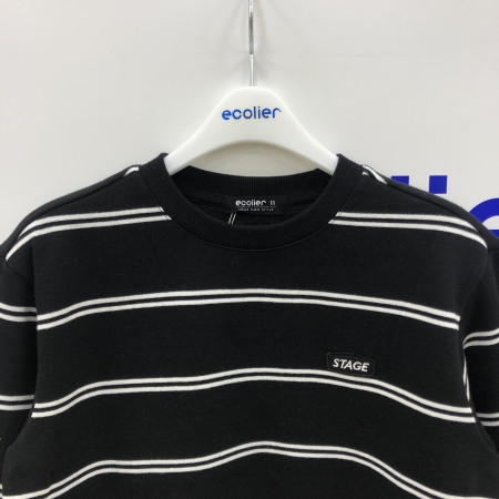 유니 스트라이프 맨투맨티 (블랙) 18D3417