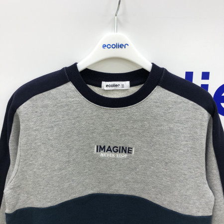 3색 배색 맨투맨티(그레이) 17D3416