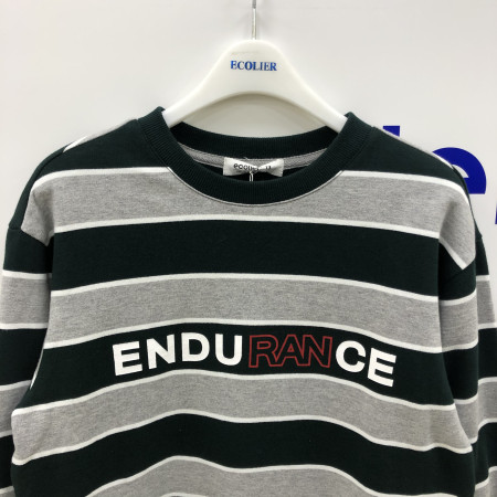 유니 그린 스트라이프 맨투맨(그린) 19D0410