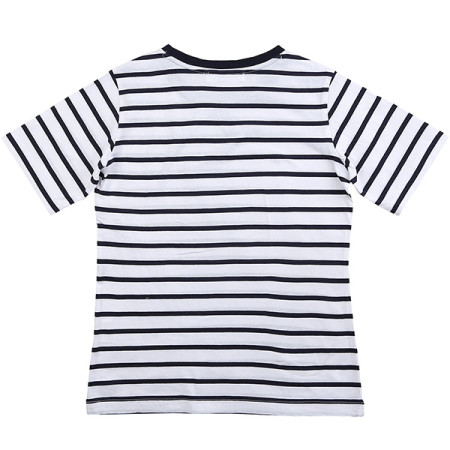 4부 쁘띠 타이 스트라이프 라운드 반팔 티셔츠 18B0455