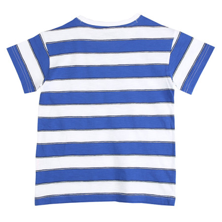 3부 브라이트 스트라이프 라운드 반팔 티셔츠 18B1415