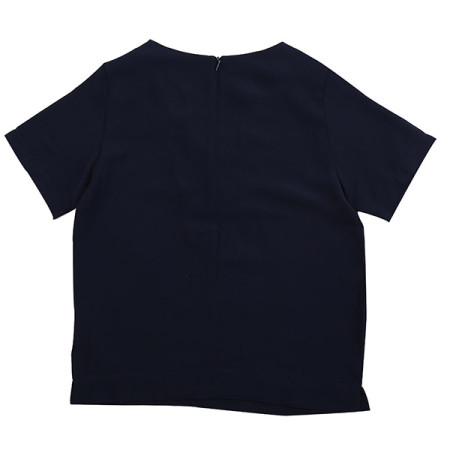 4부 화이트 카라 쉬폰 반팔 블라우스18B1654