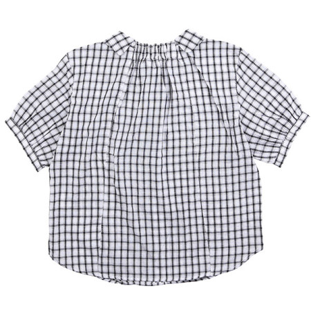 5부 둥근카라 체크 블라우스19B5653