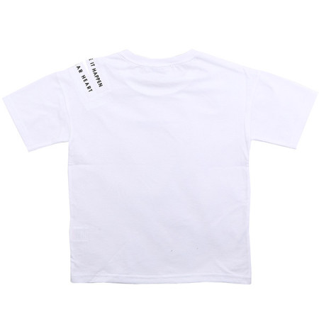 4부 포인트 트임 모노 라운드 반팔 티셔츠 화이트 19B1461