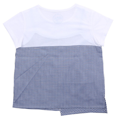 3부 언발 체크 뷔스티에 레이어드 반팔 티셔츠 19B1475