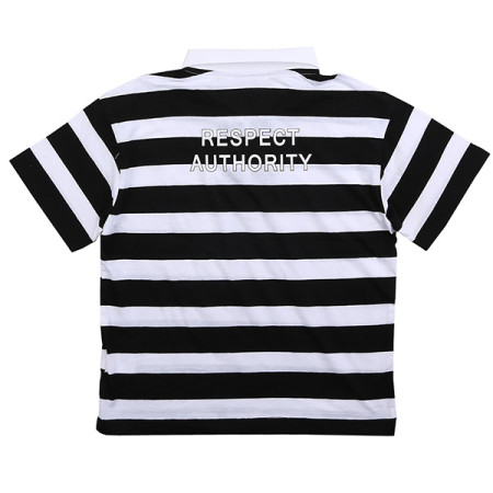 유니 4부 스트라이프 카라 반팔 티셔츠 19B1466