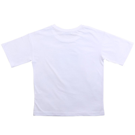 4부 포토 나염 크롭 라운드 반팔 티셔츠 화이트 19B0455