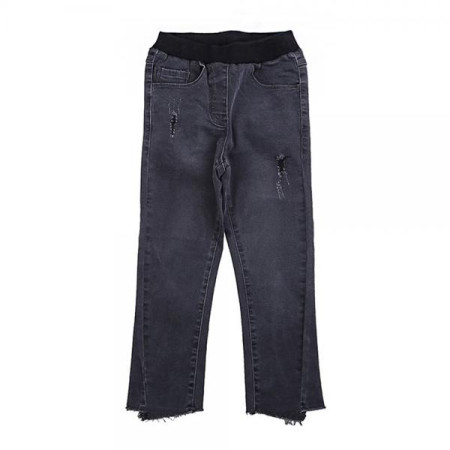 언발  커팅 워싱 블랙 밴딩 기모진 18D5260