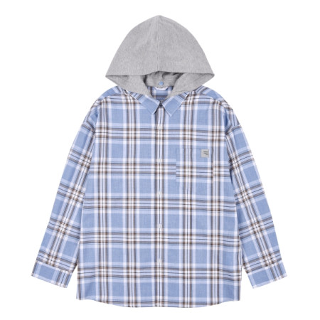 유니 내추럴 체크 후드셔츠 20A1303