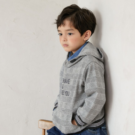 체스후드티셔츠 아동 체크 후드티셔츠 12052-101-011