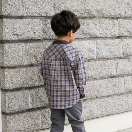 오버핏체크셔츠 아동 헨리넥 차이나카라 체크셔츠 12052-105-032