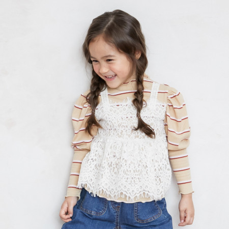 레이스뷔스티에티셔츠 아동 반목 레이스뷔스티에 티셔츠 12052-100-141-BE