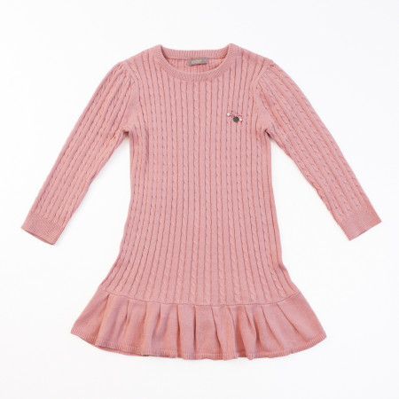 슬림니트원피스 아동 핑크 꽈배기 니트 원피스  12052-130-011