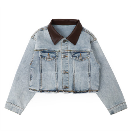 엘리숏데님자켓 아동 레쟈장식 숏 청자켓 12052-123-021