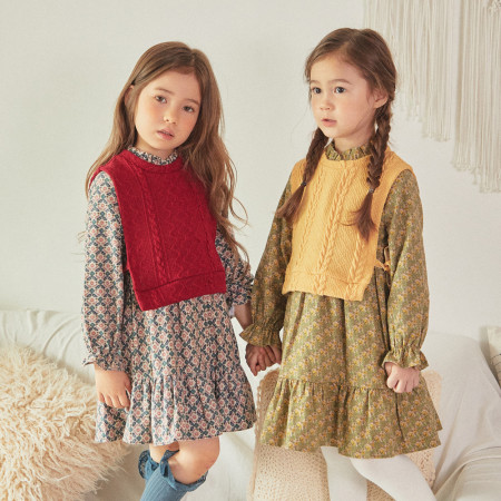 안나조끼원피스 아동 플라워 원피스 12072-130-021-YE