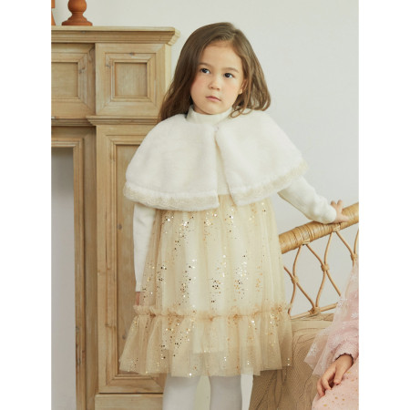 블링블링원피스 아동 스팽클 샤원피스 공주원피스 퍼 망토 12072-130-133