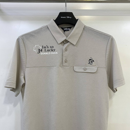 [행복한백화점][디즈니골프]포켓포인트 반팔 카라 티셔츠 베이지 남성 DN2MTS038
