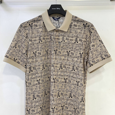 [행복한백화점][디즈니골프]여름 전판 나염 시스루 반팔 카라 티셔츠 베이지 남성 DN2MTS045