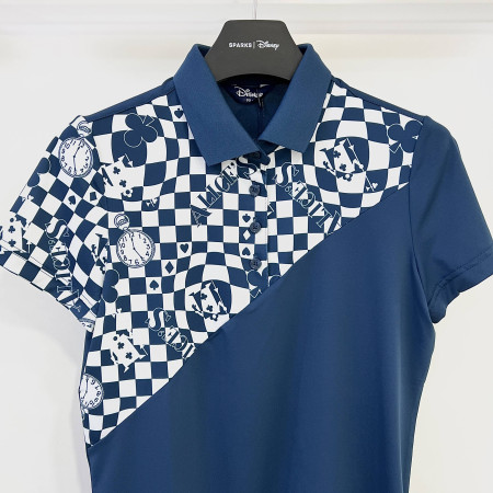 [행복한백화점][디즈니골프]사선 로그 뱐퍌 캬라 티셔츠 블루 여성 DN2LTS043