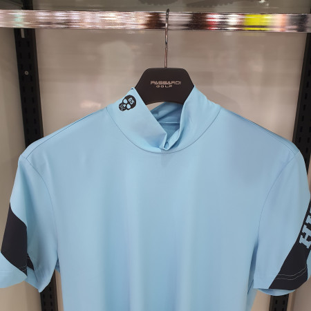 여성 골프 기능성 배색 절개 포인트 폴라 반팔 티셔츠 Q19MTP053X 스카이블루