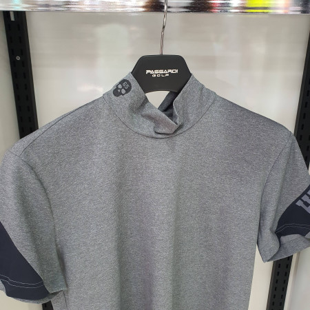 여성 골프 기능성 배색 절개 포인트 폴라 반팔 티셔츠 Q19MTP053X 그레이