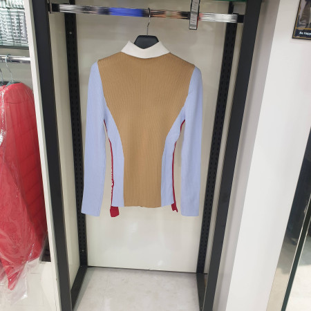 배색 골지 인타샤 니트 티셔츠 p19fkp317m