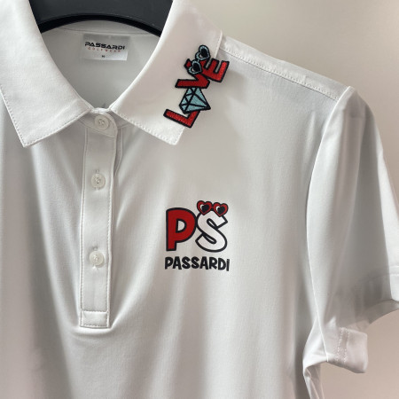 여성 골프 에리 자수 반팔 티셔츠 화이트 (P20MTY165M)