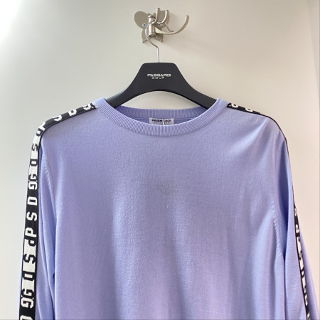 파사디 가을 라운드넥 레터링 테잎 배색 긴팔 니트 라이트블루 남성 Q20FKP212M