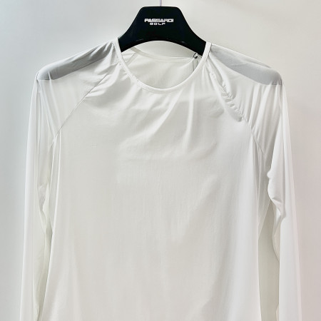 [파사디] 메쉬 배색 저데니아 베이스 레이어 긴팔 이너 티셔츠 화이트 여성 P23ATPM02M