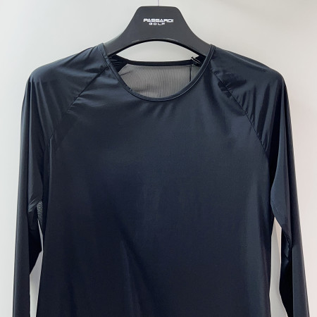 [파사디] 메쉬 배색 저데니아 베이스 레이어 긴팔 이너 티셔츠 블랙 여성 P23ATPM02M