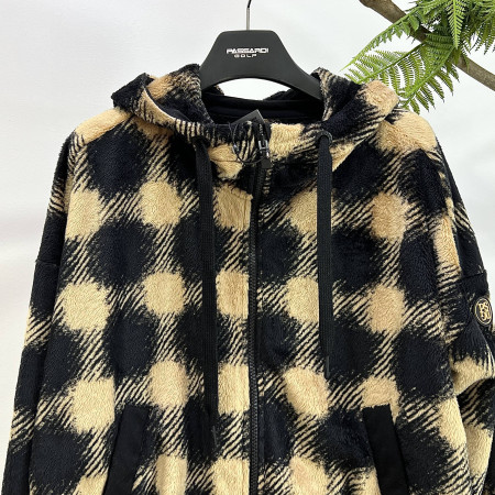 [행복한백화점][파사디]체크 보아 후드 풀집업 점퍼 베이지 여성 P23FTJ142M