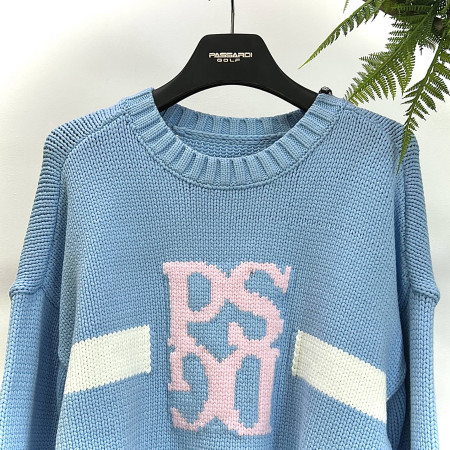 [행복한백화점][파사디] 크롭 하찌 라운드 니트 라이트블루 여성 스웨터 P23FKP318M