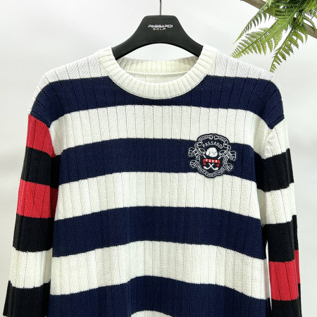 [행복한백화점][파사디] 골조직 스트라이프 풀오버 니트 다크네이비 남성 Q23FKP211M