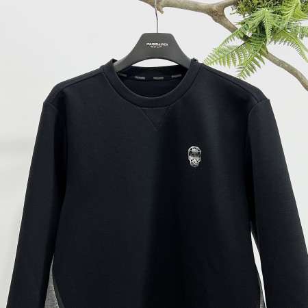 [행복한백화점][파사디] 앞뒤 배색 라운드넥 맨투맨 티셔츠 블랙 남성 Q23FTP006X