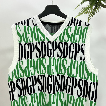 [행복한백화점][파사디] 로고패턴 자카드 V넥 니트 베스트 화이트 남성 조끼 Q23FKV241M