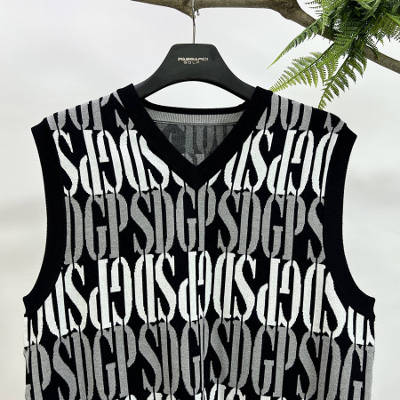 [행복한백화점][파사디] 로고패턴 자카드 V넥 니트 베스트 블랙 남성 조끼 Q23FKV241M